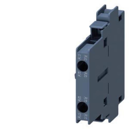 Picture of Auxiliary switch block, 2 NC, EN 50005 on the side, 10 mm, screw terminal, Size S0 ... S12 , Siemens