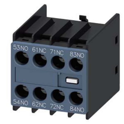 Picture of AUX.SWITCH BLOCK,FRONT,2NO+2NC, CURR.PATH: 1NO, 1NC, 1NC, 1NO, FOR CONTACTOR RELAYS, SZ S00, Siemens