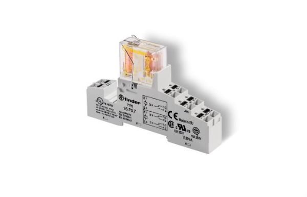 Изображение Turvarelee 48.P2, 2CO, 8A, 24VDC, AgNi+Au, Pesa komplektis, vedruklemm, Finder