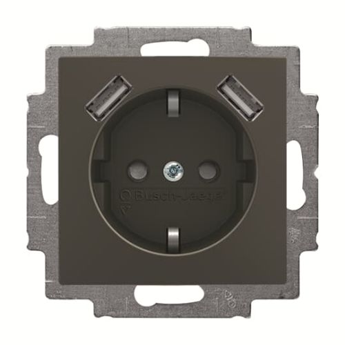 Picture of Pistikupesa 2-se USB-laadijaga (2.4A), chateau-black, Basic55