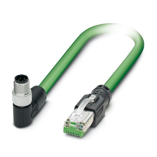 Picture of Võrgukaabel PUR + pistik 90° D-coded +RJ45, ( 5m + M8 4-pin ), PROFINET, EtherCAT , Phoenix