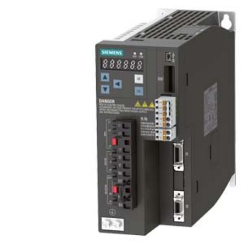 Picture of SINAMICS V90, with PROFINET Input voltage: 380-480 V 3 A -15%/+10% 3.8 A 45-66 Hz 
