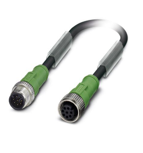 Picture of Sensor/actuator cable, 8-position, PUR halogen-free, black-gray RAL 7021, Plug straight M12, A-coded