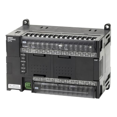 Picture of CP1L, 10kStep/32kWord, 24VDC 24DI 16DO (trans. sink), 2AI, +2serial, +3, Ethernet