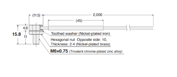 Picture of Fiiberandur objetilt E32, M6, nurk,  Sn=840mm, kaabel 2m, Omron