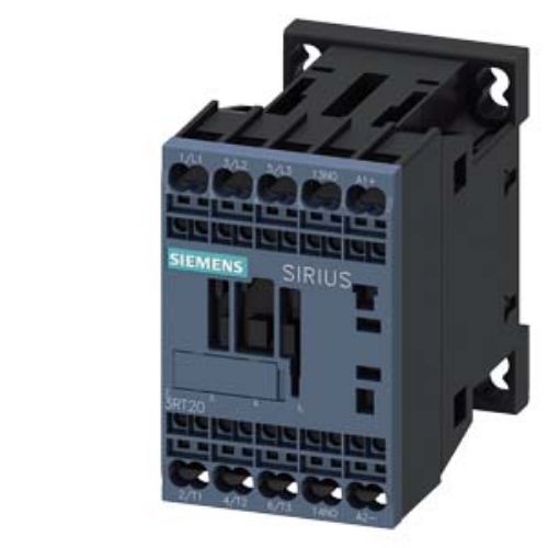 Picture of Power contactor, AC-3 9 A, 4 kW / 400 V 1 NO, 24 V DC 3-pole, Size S00 Spring-type terminal, Siemens