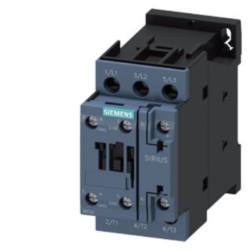 Picture of power contactor, AC-3 12 A, 5.5 kW / 400 V 1 NO + 1 NC, 230 V AC 50 / 60 Hz, 3-pole Size S0, Siemens