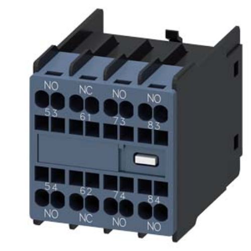 Picture of Auxiliary switch on the front, 3 NO + 1 NC Current path 1 NO, 1 NC, 1 NO, 1 NO for contacto, Siemens