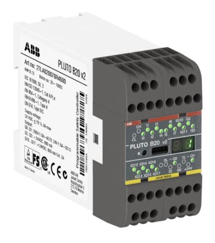 Picture of Pluto B20 Safety-PLC 8+8+2+2 I/O, safety bus, ABB
