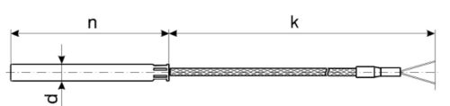 Picture of Temperatuuriandur Pt100 0...400 C, n30mm, d5mm, 3-juh, klaasfiiberkaabel 2m, TSA-RD.T8.5.30.2GL.M1.B