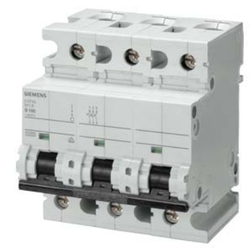 Picture of Moodulkaitselüliti 5SP4, 3P, 100A, C, 10kA, 4.5mod, Siemens