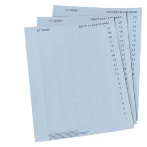 Picture of SIMATIC ET 200SP, 1000 labeling strips, light gray, 10 sheets DIN A4, perforated, paper, 180G/M2