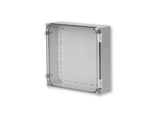 Picture of Polükarbonaatkarp CUBO W 400x400x185mm, IP66/67, läbipaistva kaanega, uks hingedel, Ensto