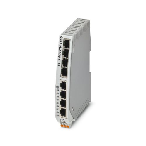 Picture of Unmanaged Ethernet QoS switch, 8xRJ45 10/100Mbps, -10...60C, 24VAC/DC, IP30, Phoenix Contact