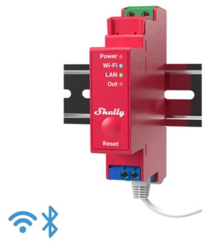 Picture of Wi-Fi 2.4 GHz, LAN, BT, 1x16A relee Din-liistule + energiamõõtja,  Shelly