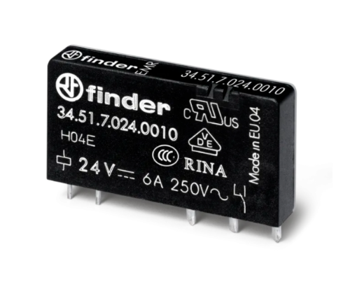 Picture of Minirelee(6.2mm) 34.51, 1CO, 6A, 24VDC (7mA), pesa 93 seeria, Finder