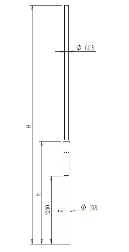 Picture of Astmeline pargipost H3m D108mm, ülemine osa D60mm