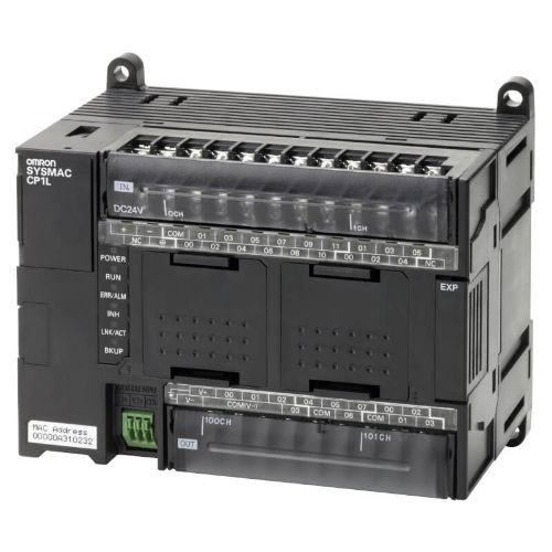 Picture of CP1L, 10kStep/32kWord, 24VDC 18DI 12DO (trans. source), 2AI, +2serial, +3, Ethernet