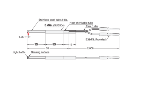 Picture of Fiiberandur objetilt E32, Ø3=mm, Sn=100mm, Omron