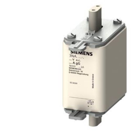 Picture of LV HRC FUSE LINK GL/GG WITH NON-INSULATED GRIP LUGS WITH FRONT INDICATOR SIZE 00, 100A, AC , Siemens