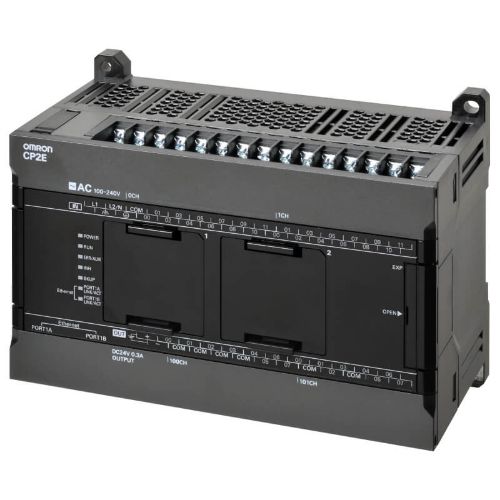 Picture of CP2E, 10kStep/16kWord, 24VDC 24DI 16DO (relee), 2xEthernet/IP, laientatav max +3, Omron