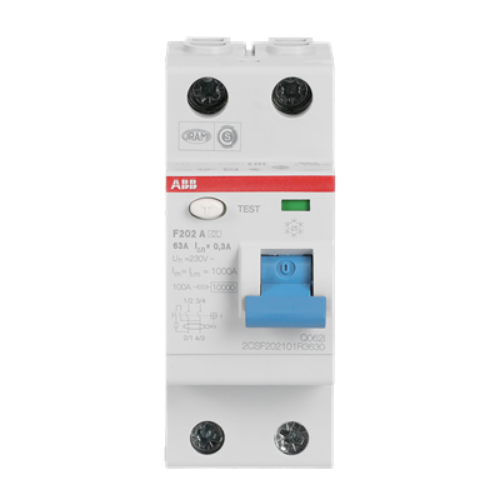 Picture of Rikkevoolukaitse F202A, 2P, 63A, 300mA, A, ABB
