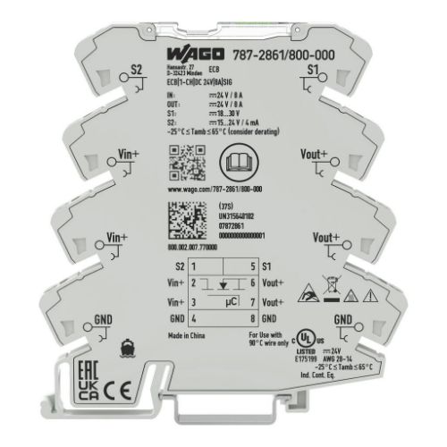 Picture of Electronic circuit breaker; 1-channel; 24 VDC input voltage; 8 A; Signal contact, Wago