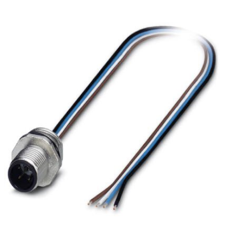 Picture of Sensor/Actuator flush-type plug, 4-pos., M12, A-coded, front/screw mounting with Pg9 thread, with 0.