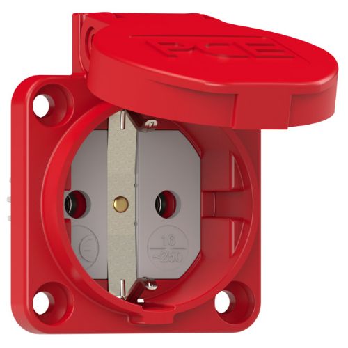 Picture of Kilbipesa 16A 2P+E 230VAC IP54 punane, kruviklemm, (50x50) Schuko, PCE 