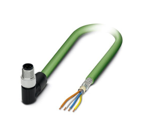 Picture of Võrgukaabel PUR + pistik 90° D-coded, ( 1m + M8 4-pin ), PROFINET, EtherCAT, Phoenix 