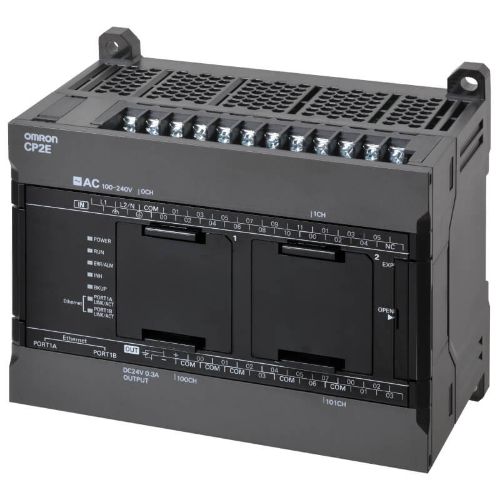 Picture of CP2E, 10kStep/16kWord, 24VDC 18DI 12DO (relee), 2xEthernet/IP, laientatav max +3, Omron 