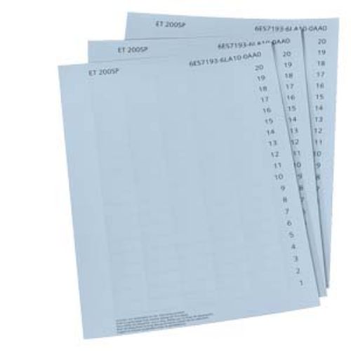 Picture of SIMATIC ET 200SP, 1000 labeling strips, light gray, 10 sheets DIN A4, perforated, paper, 180G/M2 