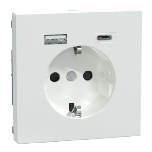 Picture of Pistikupesa mk, 16A, 2-se USB A+C-laadijaga 3A, IP20, valge, D-Life, MERTEN 