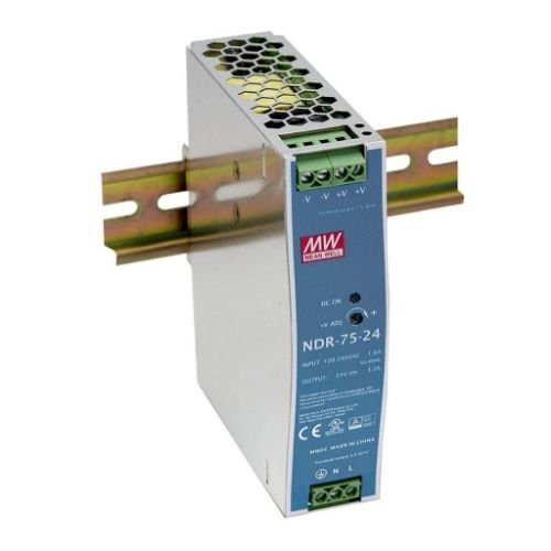 Picture of Toiteplokk NDR, 76.8W, 24VDC, 3.2A, DIN- liistule, Mean Well 