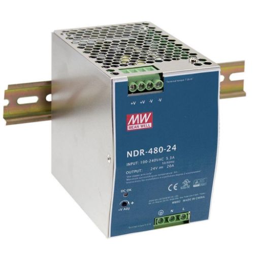 Picture of Toiteplokk NDR, 24VDC 20A 480W, 100-240VAC/90-264VDC, Mean Well 