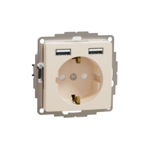 Picture of Pistikupesa 1-ne, m-ga, 16A, 2-se USB laadijaga A+A max. 2.1A, beež, SEDNA DESIGN 