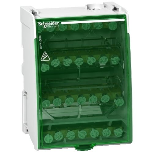 Picture of Voolujaotusplokk, 4P, 100A, 2x16+5x10mm² (28-terminali), Schneider 