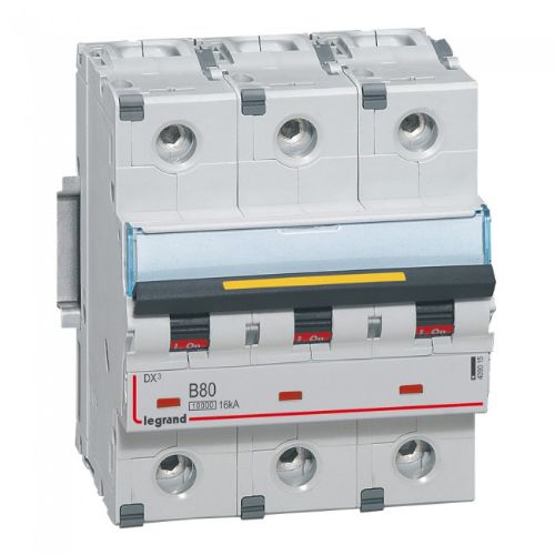 Picture of Moodulkaitselüliti DX3, 3P, 80A, B, 10kA/16kA, 4.5mod, Legrand 