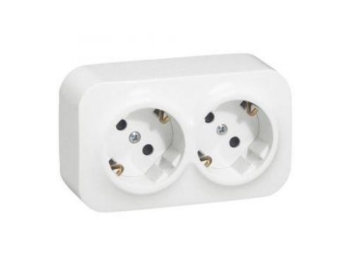 Picture of Pistikupesa 2-ne, 16A 230V, m-ga, pinnap., valge, IP20, FORIX, LEGRAND 