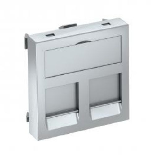 Picture of Keskplaat DTG-2C RW1 2xRJ11/45 nõrkvoolupesadele PVC tolmuluukidega ja sildiga, Alu, OBO 