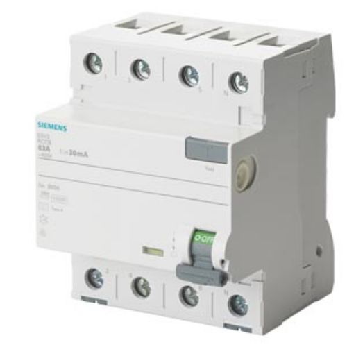 Picture of Rikkevoolukaitse 5SV, 4P, 25A, 30mA, A, Siemens 