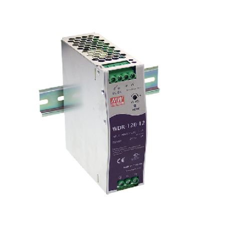 Picture of Impulsstoiteplokk 120W, 24V, 24...29VDC, 5A, 180...550VAC, DIN liistule Mean  Well 