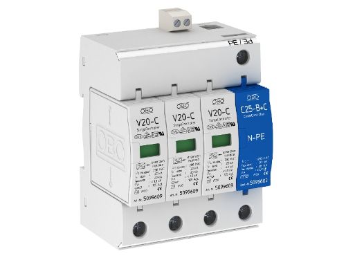 Picture of Liigpingepiirik V10, 4P (3P+NPE), T2+T3, 20kA, 280V, OBO 