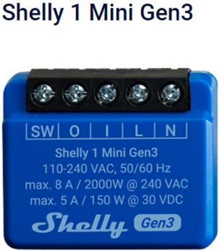Picture of Wi-Fi 2.4 GHz, BT, relee 8A NO(kuiv), Shelly 