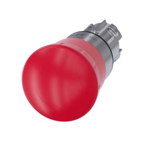 Picture of Surunupp seen 3SU, AVARII-STOP, PUNANE, keeratav, ø40,metall,  IP67, ilma adapterita, Siemens 