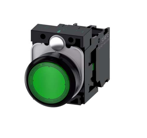 Picture of Surunupp illum. 3SU, ROHELINE, madal, 1NO, 230VAC, adapter, IP67, Siemens 