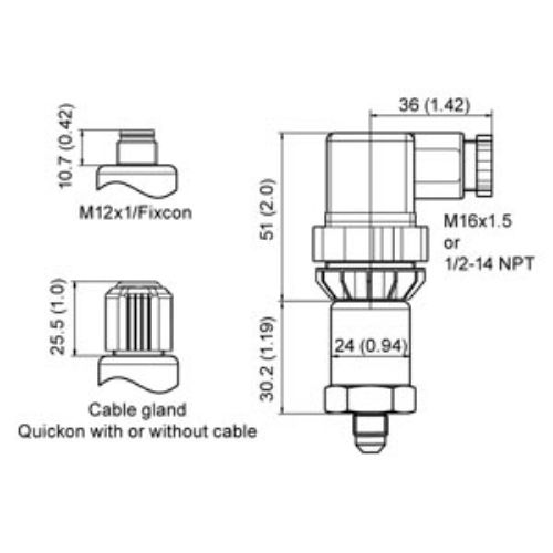 Picture of Rõhuandur 7MF, 0-1bar, välj: 4-20mA, kinnitus G1/4", Siemens 