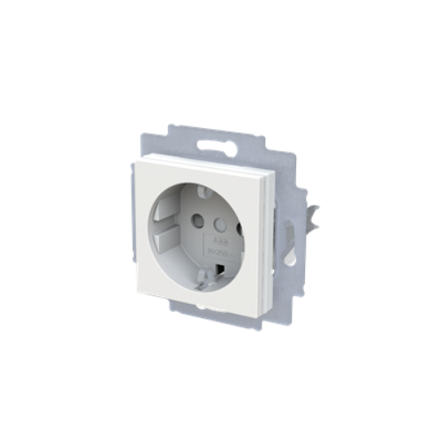 Picture of Pistikupesa 1-ne, maand.-ga, lastek. pärl/lumivalge, vedrukl. süv. IP40, LEVIT 