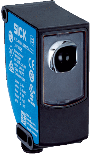 Picture of Kontrastiandur KTX, Sn..13mm 470nm, 525nm, 625nm, PNP/NPN, Light/Dark, IP67, M12 4-pin pistik, SICK 