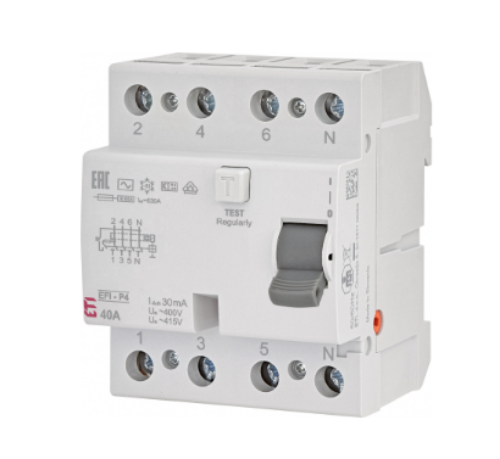 Picture of Rikkevoolukaitse  EFI6, 4P, 40A, 30mA, AC, ETI 